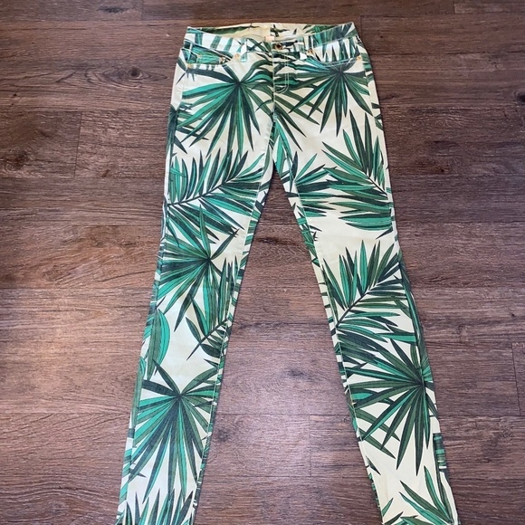 Michael Kors size 2 ladies summer print jeans palm tree pattern - Picture 1 of 6